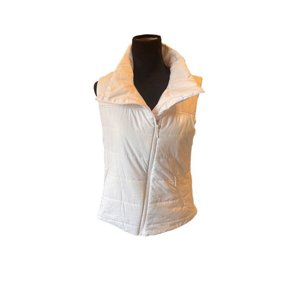 GGBlue White Quilted Puffer Vest High Collar  Zip Closure - Womens Size M - Picture 1 of 9